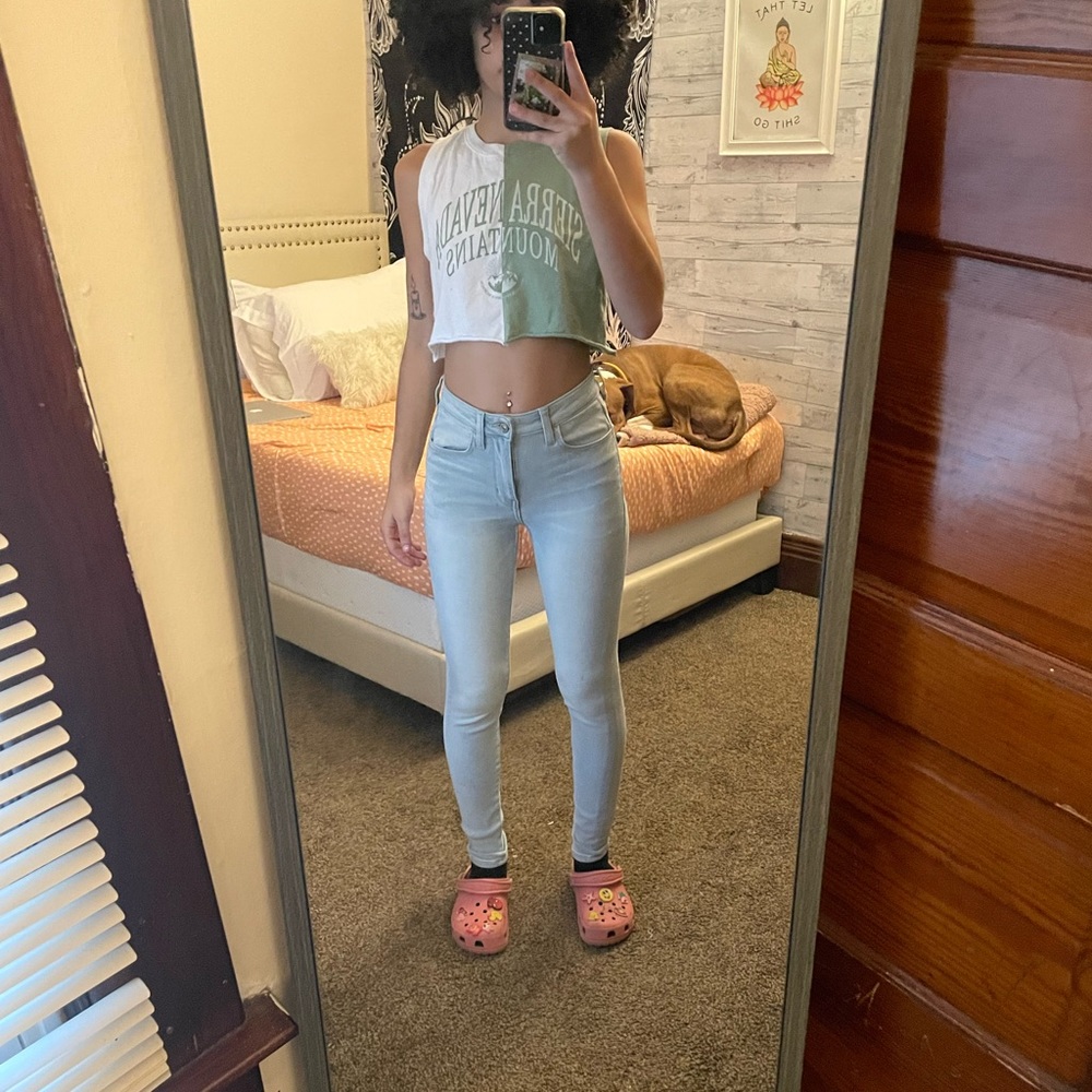 High rise skinny jeans